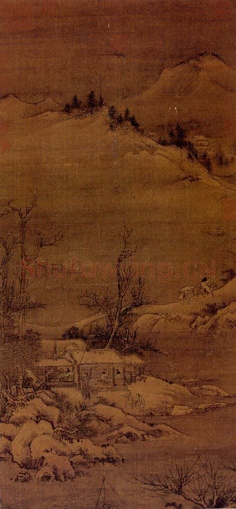 南宋 李唐《雪江图》书画作品