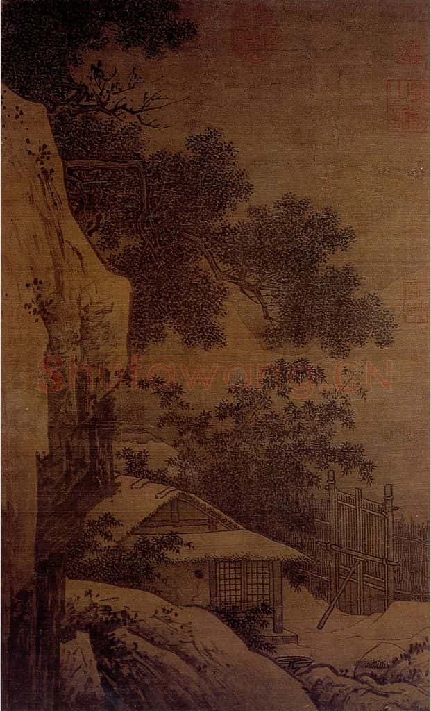 南宋 李唐《雪窗读书图》书画作品