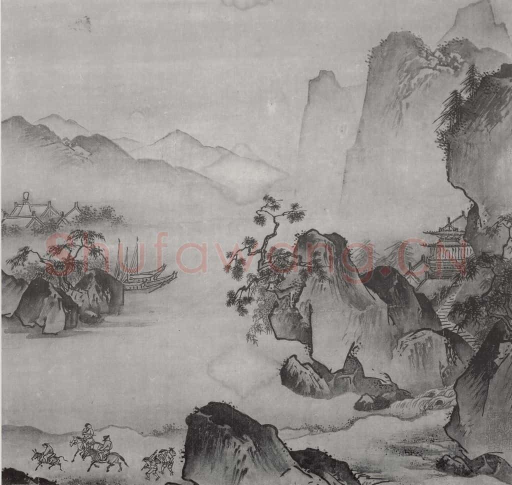 南宋 李唐《关山行旅图》书画作品