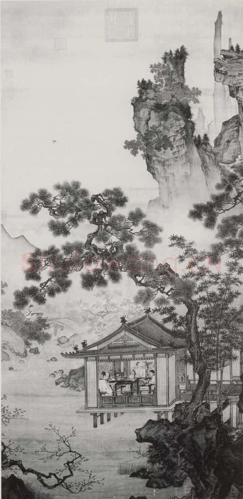 南宋 刘松年《溪亭客话图》书画作品