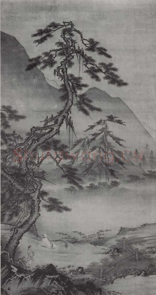 南宋 马远《松涧吟月图》书画作品