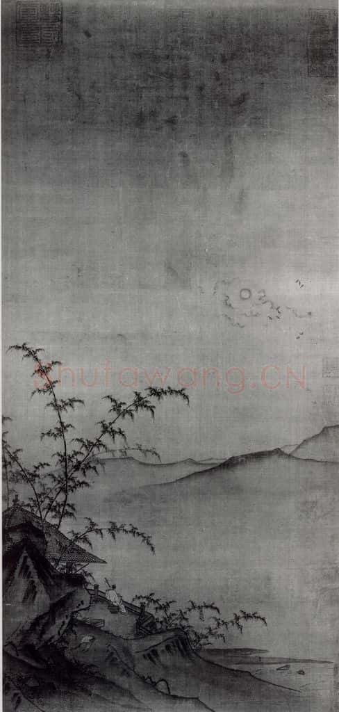 南宋 马远《月夜拨阮图》书画作品