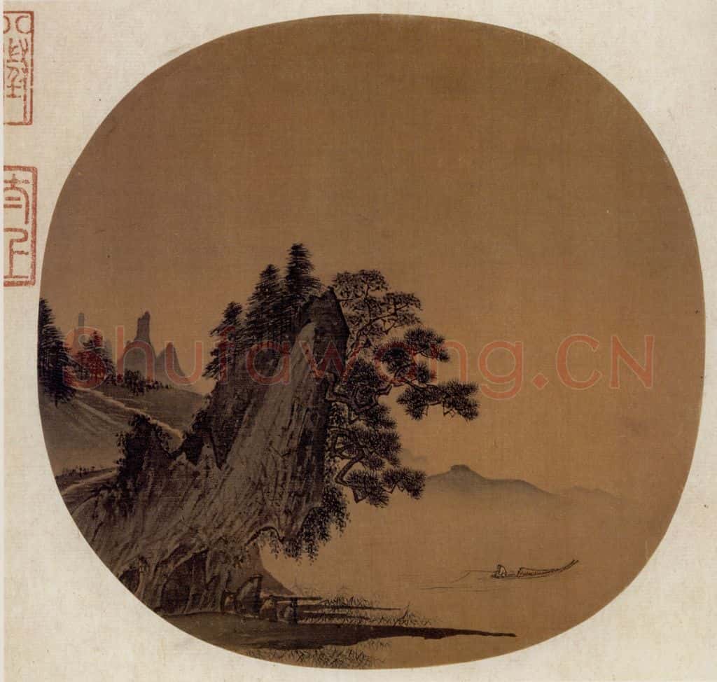 南宋 李唐《松湖钓隐图》书画作品