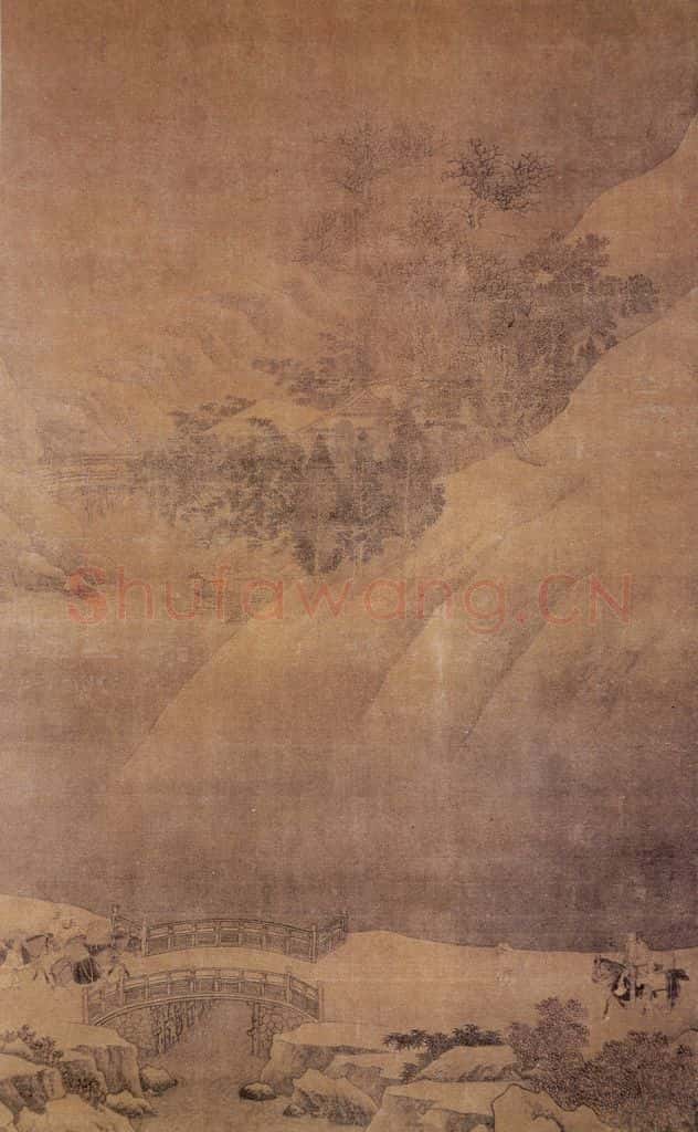 南宋 刘松年《秋山行旅图》书画作品