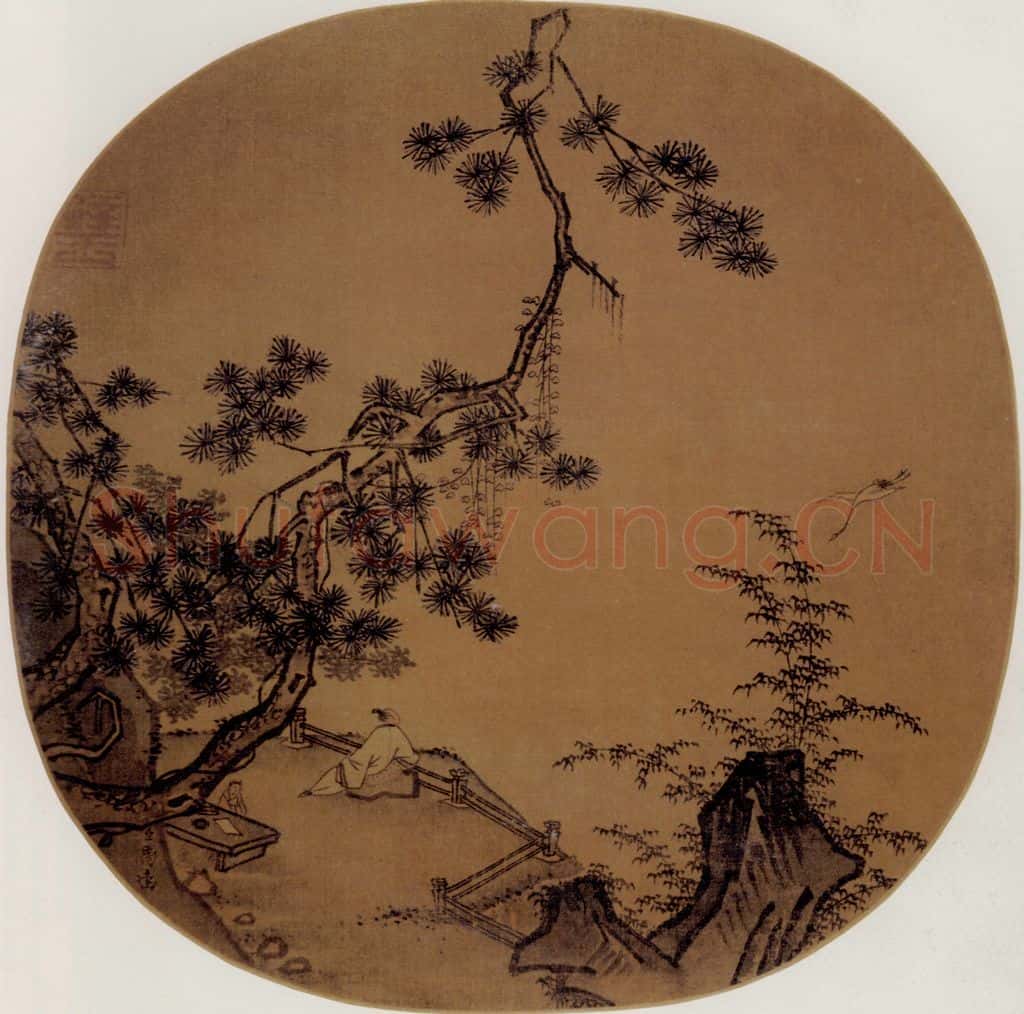 南宋 马远《松下闲吟图》书画作品