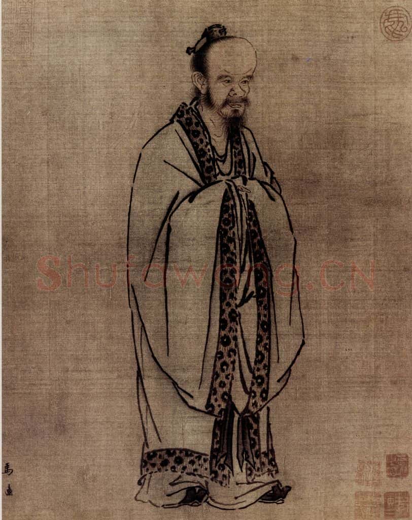 南宋 马远《孔丘像》书画作品