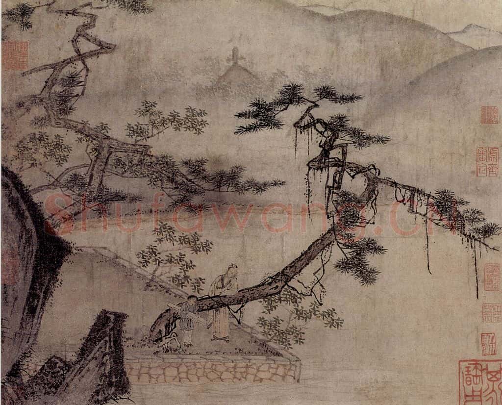 南宋 马远《倚松图卷》书画作品