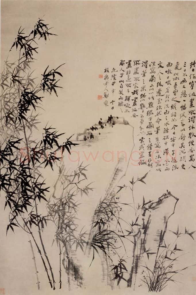 1764 郑燮 竹石兰花图 书画作品