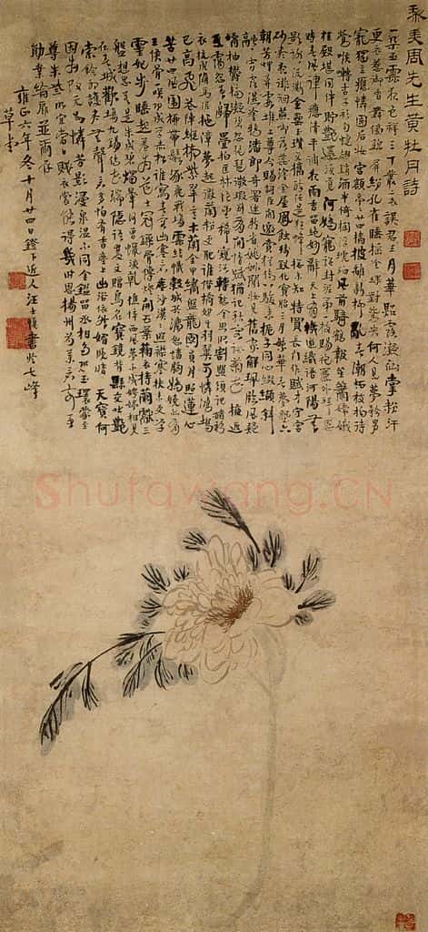 1728年 汪士慎《黄牡丹图》书画作品