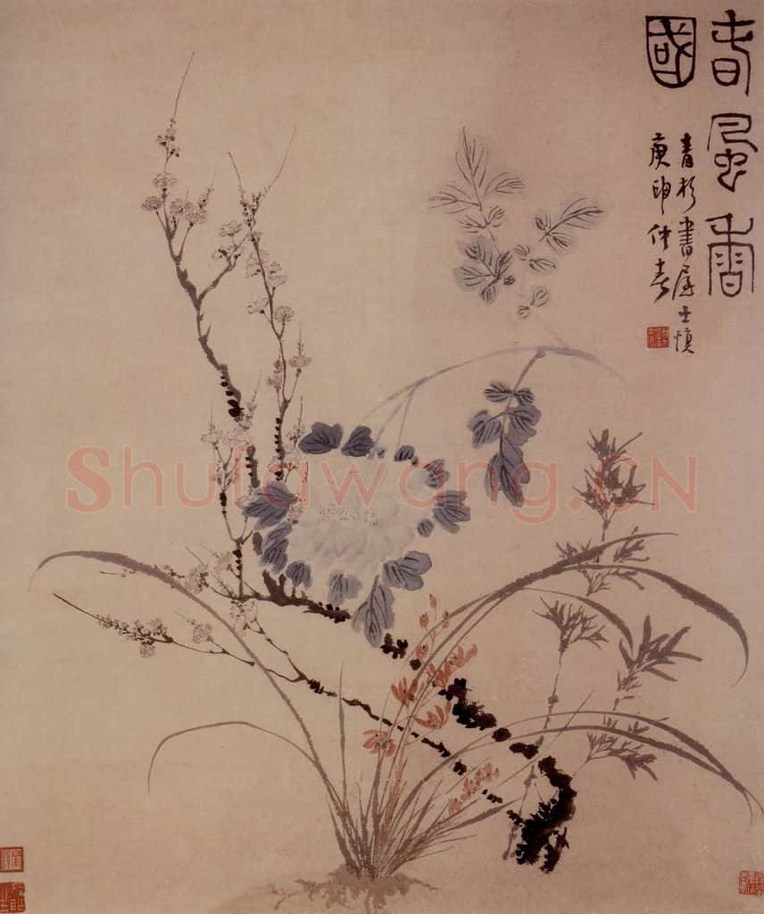 1740年 汪士慎《春风香国图》书画作品