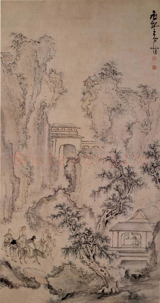清 黄慎 携琴访友图 书画作品
