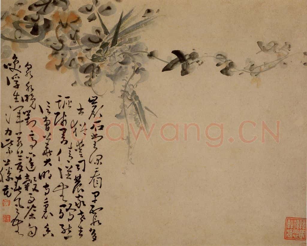 清 黄慎 花鸟草丛册 书画作品