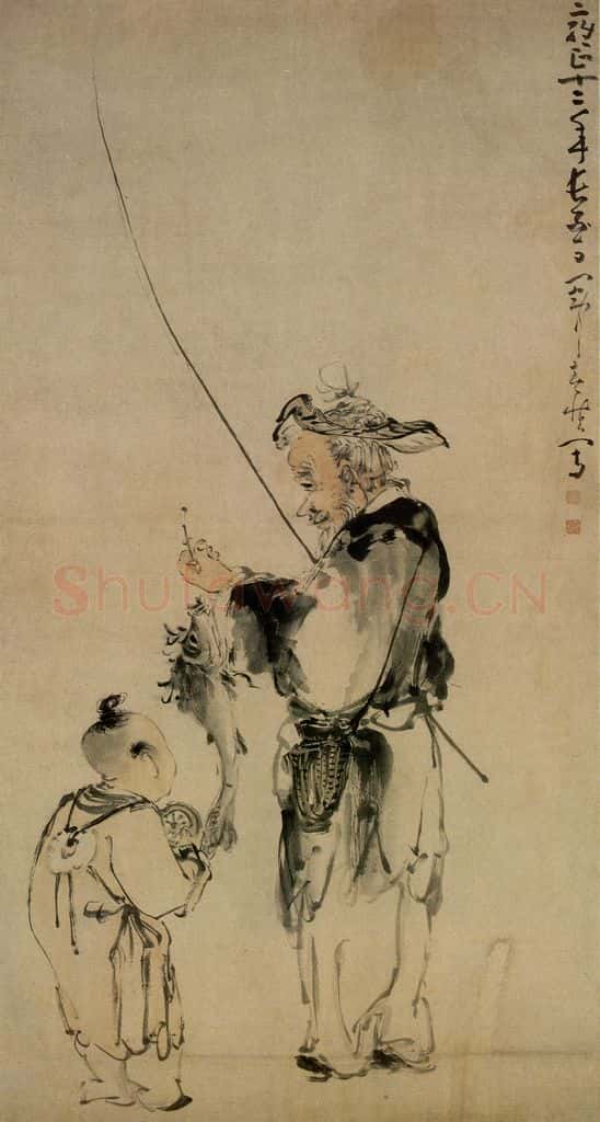 清 黄慎 渔翁得利图 书画作品