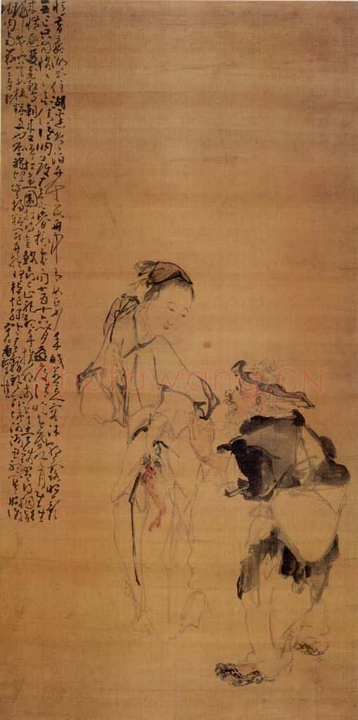 清 黄慎 浅设色人物 书画作品