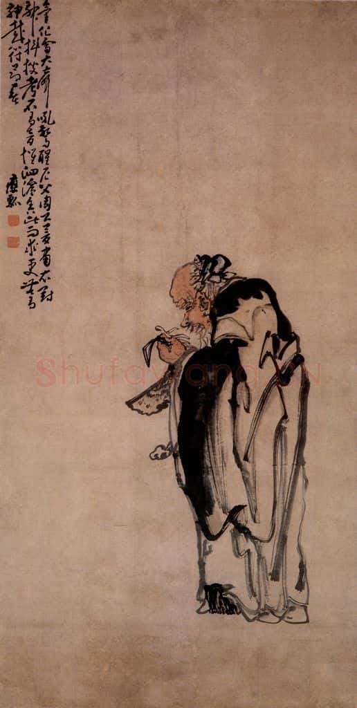 清 黄慎 老叟执磐 书画作品