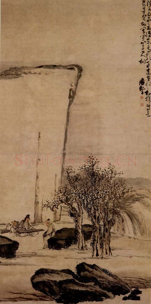 清 黄慎 山谷听琴图 书画作品