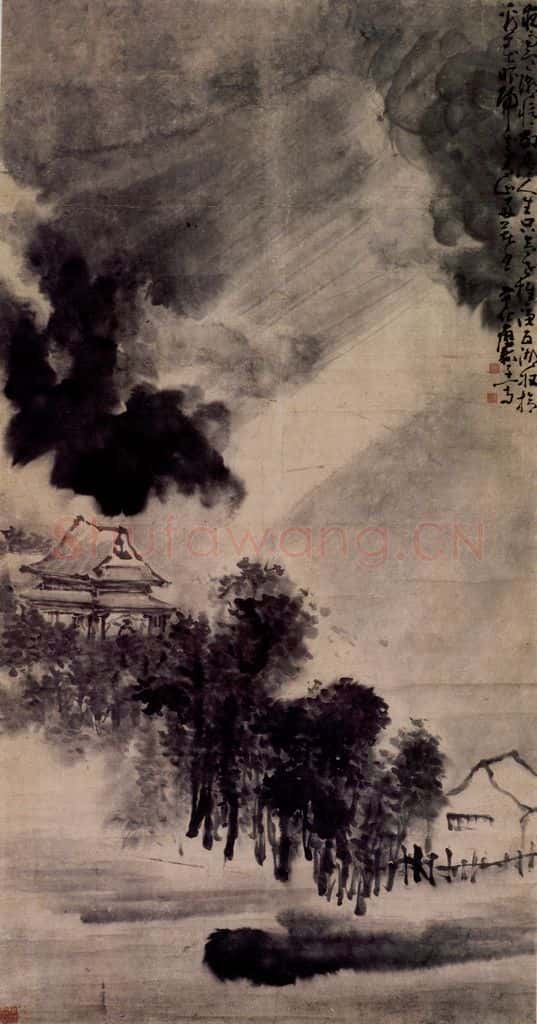 清 黄慎 夜雨寒潮图 书画作品