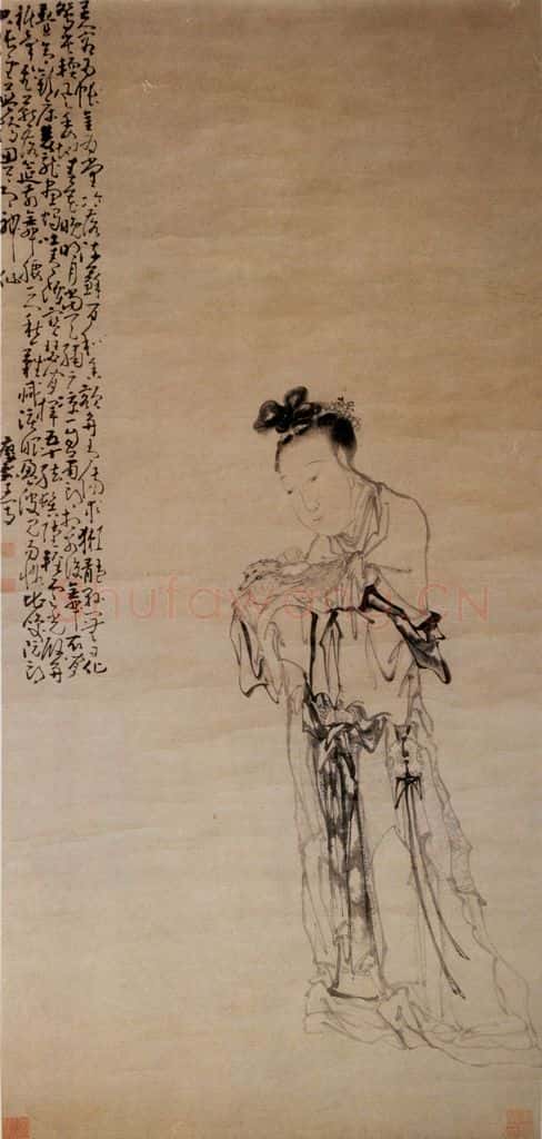 清 黄慎 鸳鸯仕女图 书画作品