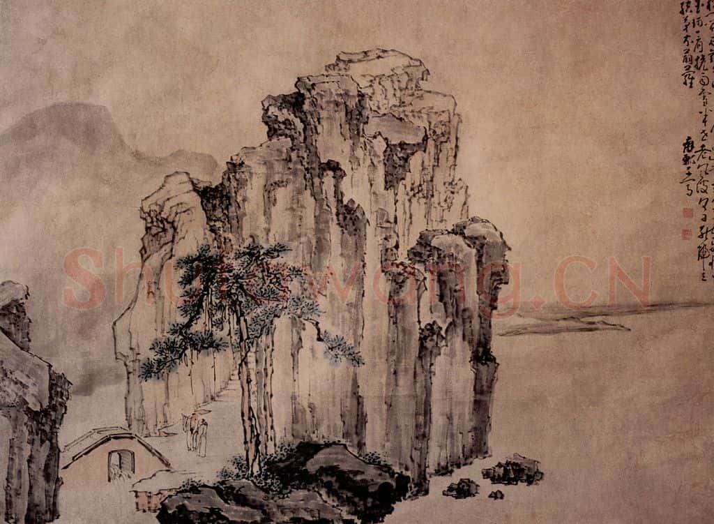 清 黄慎 松门石径图 书画作品