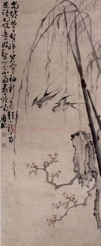 清 黄慎 杏花柳燕图 书画作品