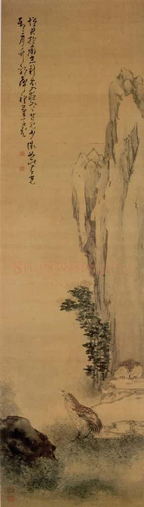 清 黄慎 鹌鹑野菊图 书画作品
