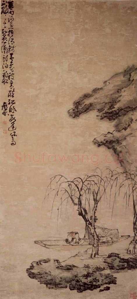 清 黄慎 秋江渔翁图 书画作品