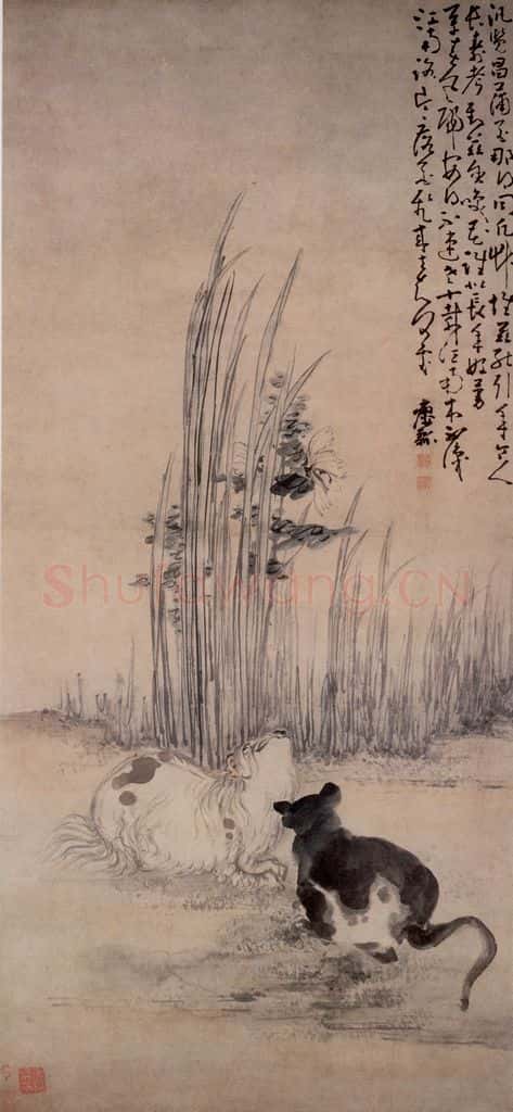 清 黄慎 双猫图 书画作品