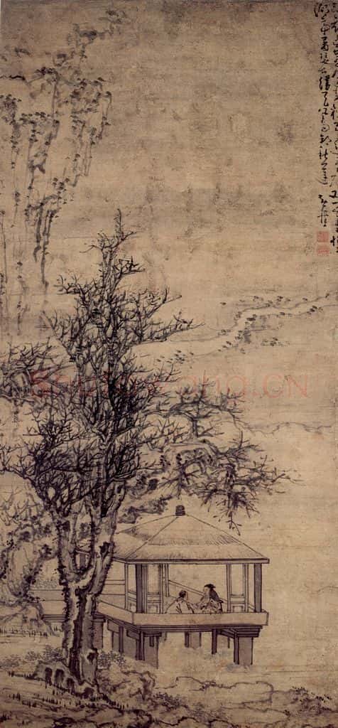 清 黄慎 湖亭共话图 书画作品
