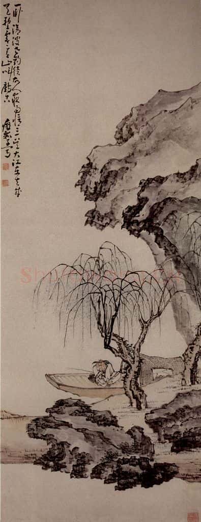 清 黄慎 春江垂钓图 书画作品