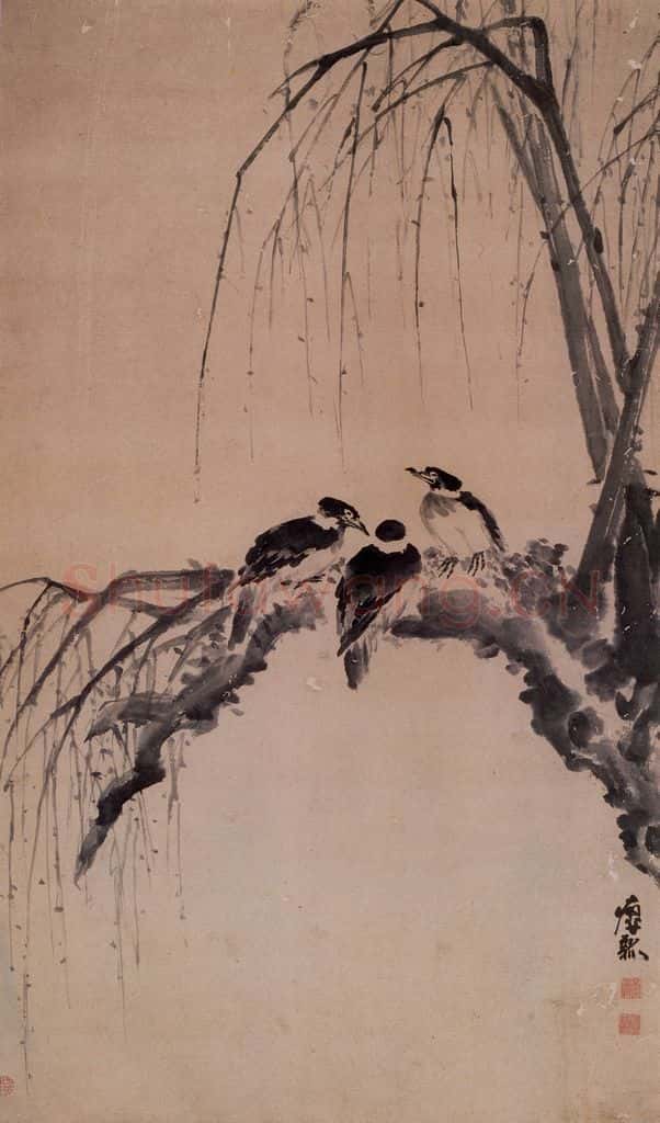 清 黄慎 柳鸦图 书画作品