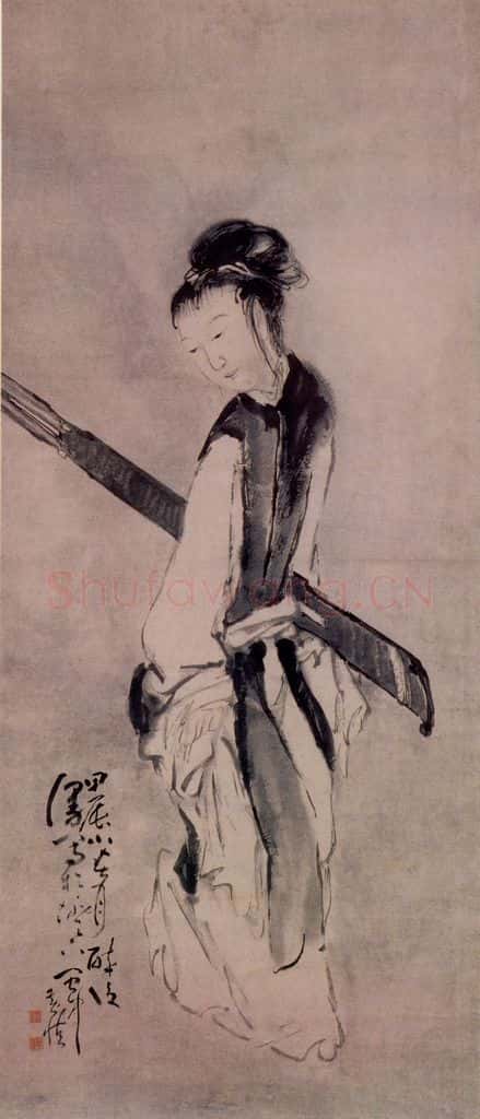 清 黄慎 携琴仕女图 书画作品