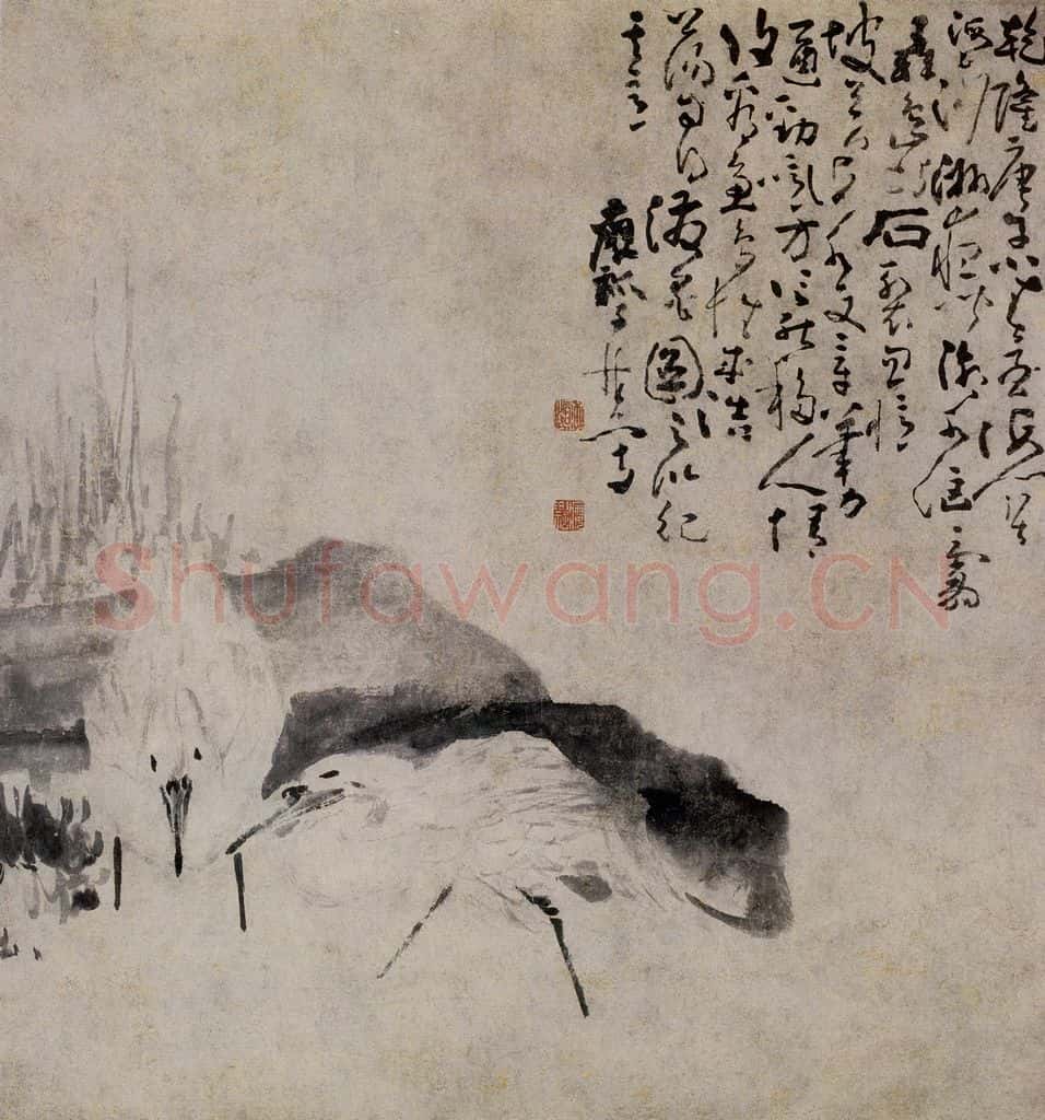 清 黄慎 双鹭图寿星图 书画作品