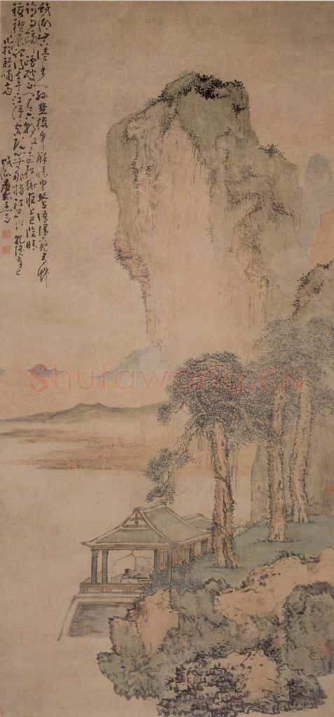 清 黄慎 蛟湖读书图 书画作品