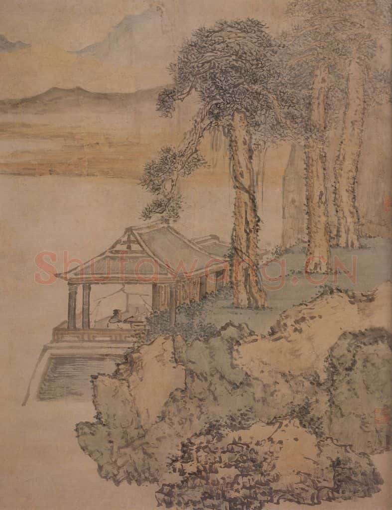 清 黄慎 蛟湖读书图 书画作品