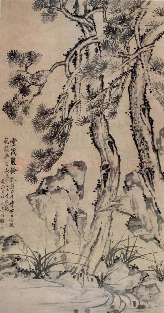 清 李鱓《堂茂双龄》书画作品