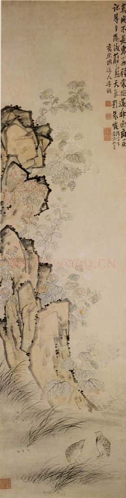 清 李鱓《花鸟轴》书画作品