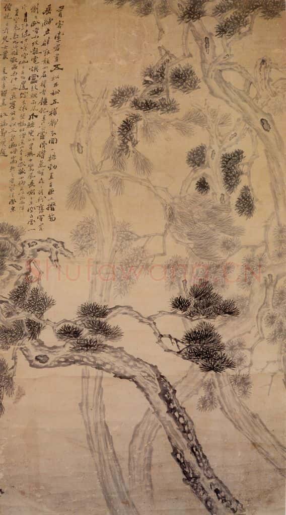 清 李鱓《五松图》书画作品