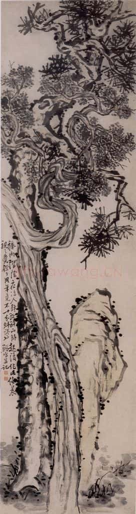 清 李鱓《松柏长春》书画作品