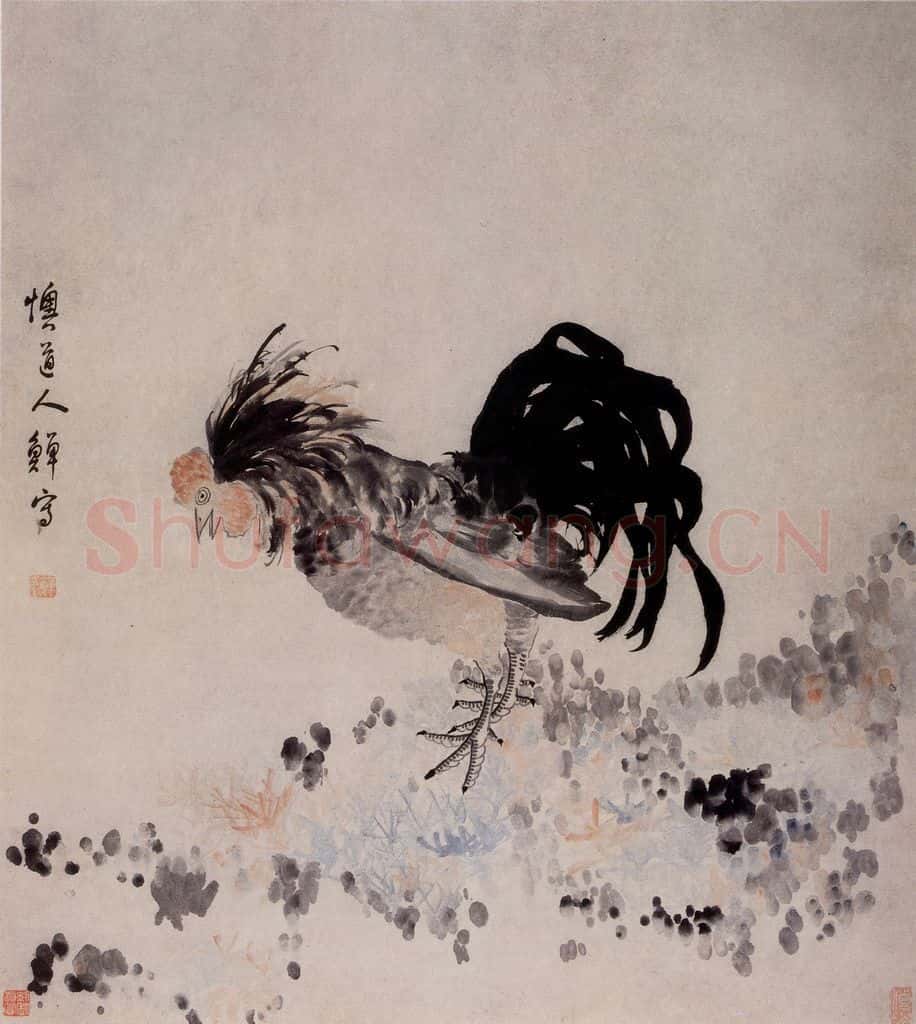 清 李鱓《雄鸡图》书画作品