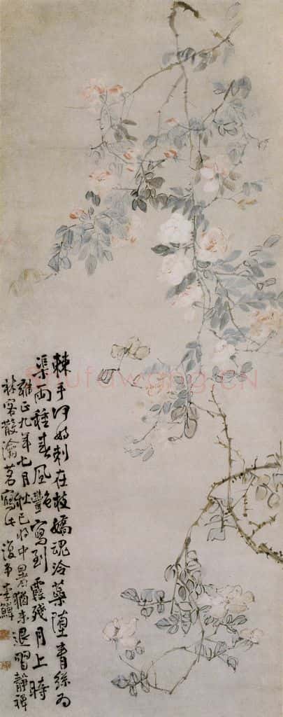 清 李鱓《蔷薇图》书画作品
