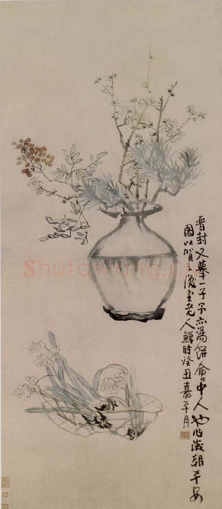 清 李鱓《岁朝图》书画作品