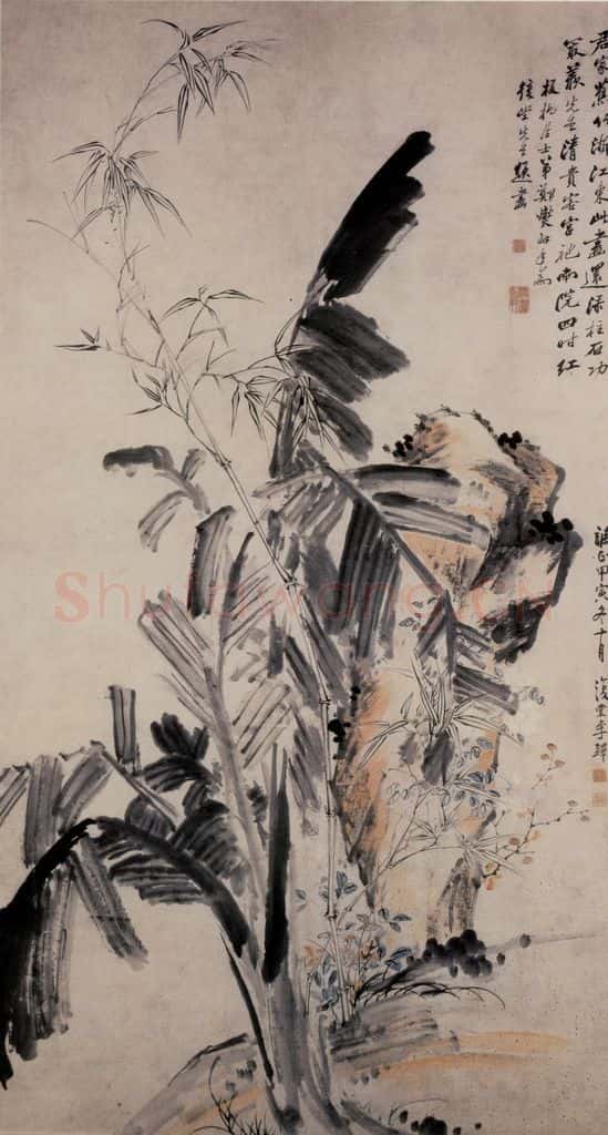 清 李鱓《蕉竹图》书画作品