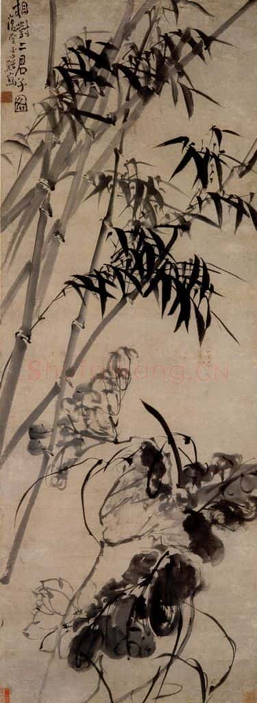 清 李鱓《相对二君子》书画作品
