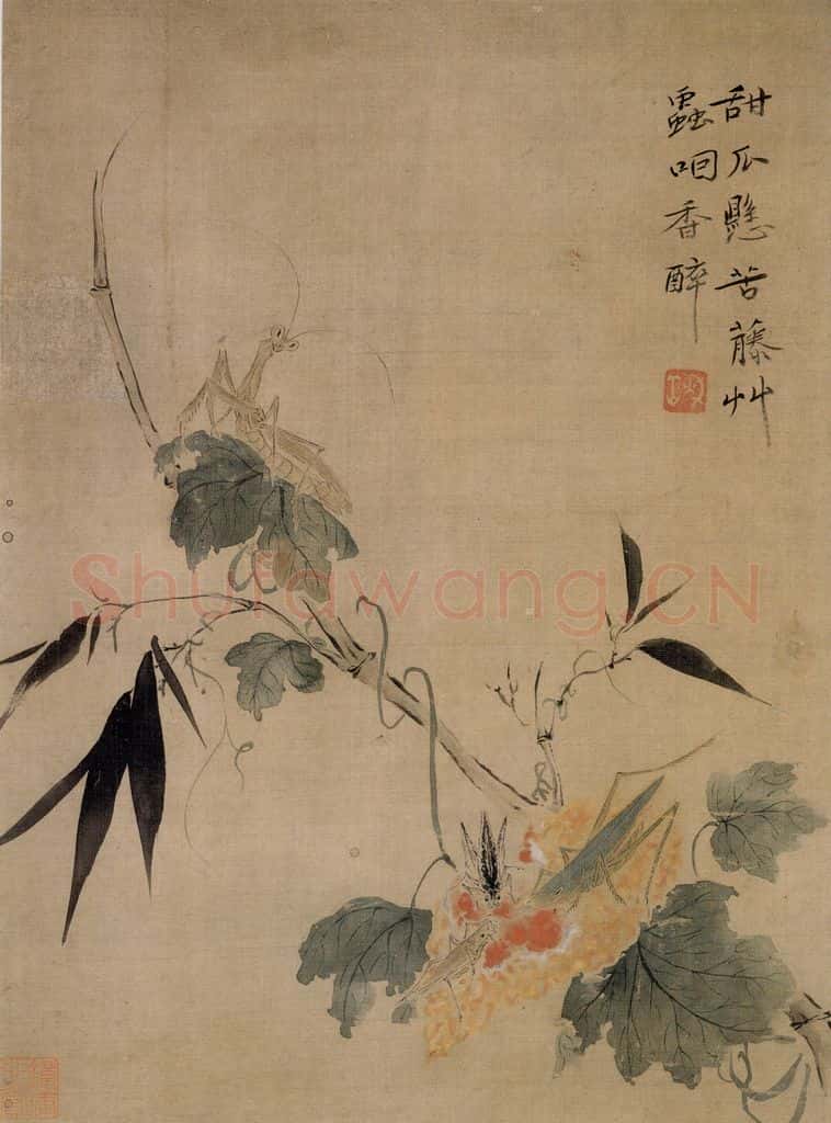 清 华喦《花鸟草虫图》书画作品
