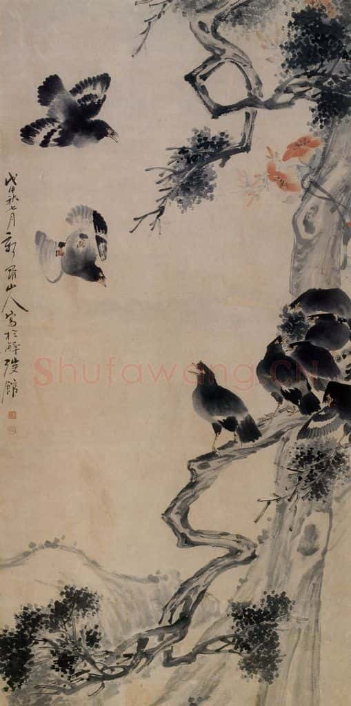 清 华喦《八哥图》书画作品