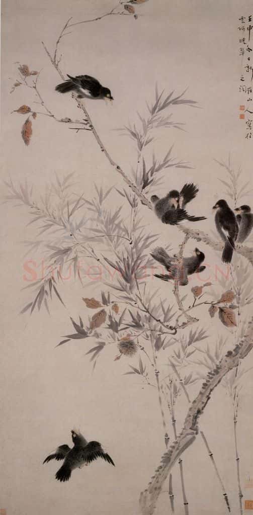 清 华喦《六鸲鹄图》书画作品