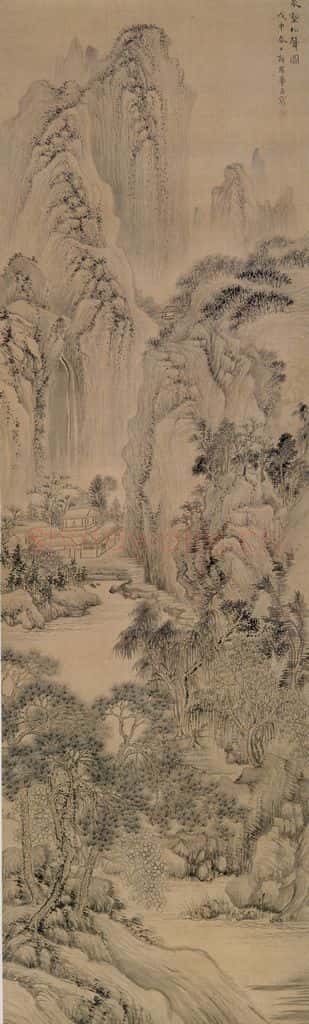 清 华喦《泉壑松声图》书画作品