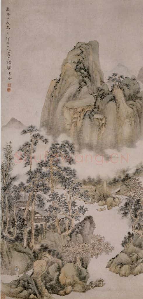清 华喦《秋山云起图》书画作品