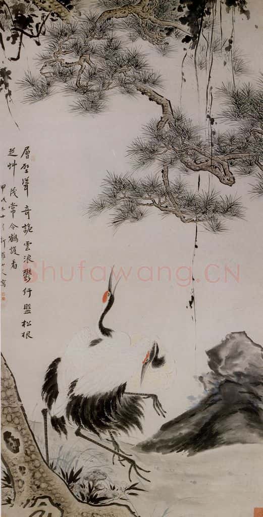 清 华喦《松鹤图》书画作品