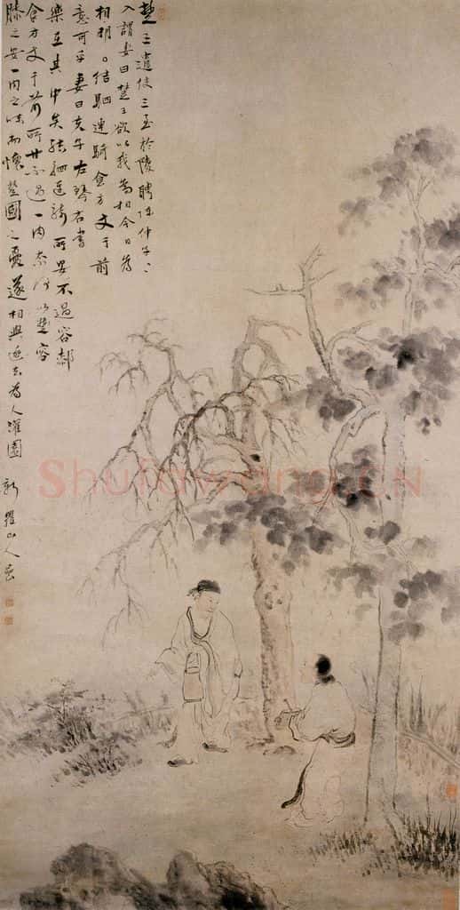 清 华喦《陈仲子灌园图》书画作品